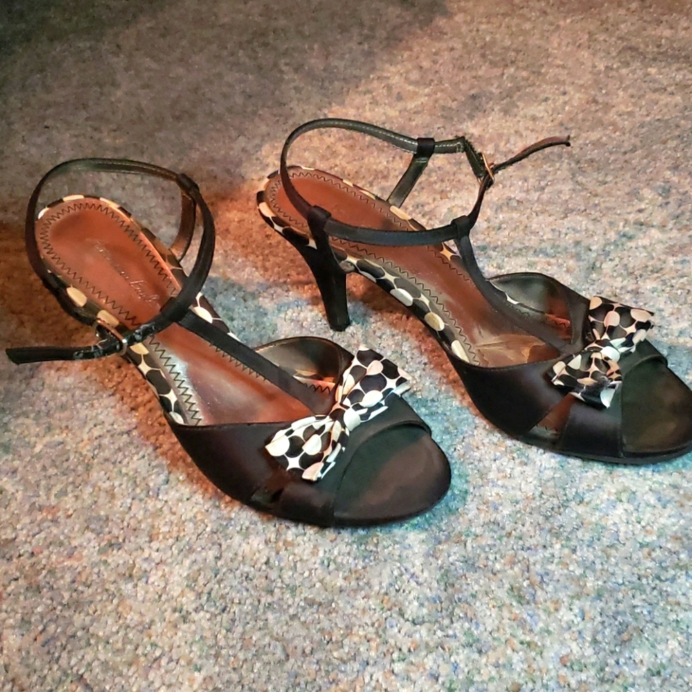 Black polka dot heels